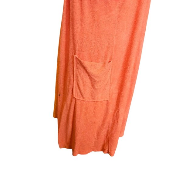 VTG 70s‎ Orange Thin Terry House Dress Robe Sz L XL Pockets 2 Pc Set Terrycloth - Picture 7 of 11